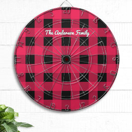 Rode Buffalo Plaid Rustieke Geruite Gepersonalisee Dartbord
