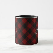 Rode Buffalo Plaid Rustieke Monogramnaam Mok (Midden)