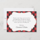 Rode Buffalo Plaid String Lights Zonnebloem Huweli Bedankkaart (Achterkant)