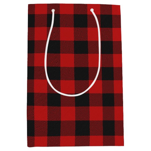 Rode Buffalo Plaid Tissue Medium Cadeauzakje (Voorkant)