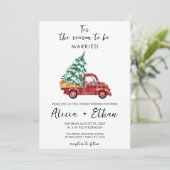  Rode Buffalo Plaid Truck kerstbruiloft Kaart (Staand voorkant)