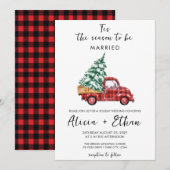  Rode Buffalo Plaid Truck kerstbruiloft Kaart (Voorkant / Achterkant)
