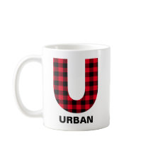 Rode Buffalo Plaid Vetgedrukte Initiële U Monogram