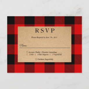 Rode Buffalo Plaid Vintage Ambacht Uitnodiging Pos Briefkaart