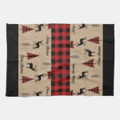 Rode Buffalo Plaid & Vrolijke Kerst Keuken Handdoe Theedoek (Horizontaal)