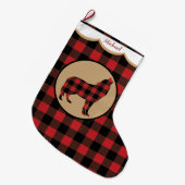 Rode Buffalo Plaid Wolf Persoonlijk Grote Kerstsok (Voorkant (Hangend))