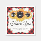 Rode Buffalo Plaid Zonnebloem bruiloft Servet (Voorkant)