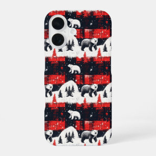 Rode Buffalo Plaids Ijsbeer iPhone 16 Hoesje