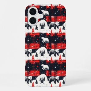 Rode Buffalo Plaids IJsbeer iPhone 16 Plus Hoesje