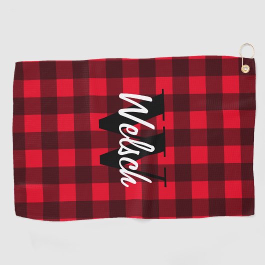 Rode buffalo-pleister, speciaal monogram golfhandd golfhanddoek (Horizontaal)