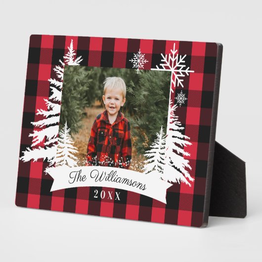 Rode buffalo Pset Rustic Pine Tree Familie Foto Fotoplaat (Zijkant)