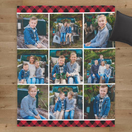 Rode Buffalo Schotse ruit Foto Collage Fleece Deken
