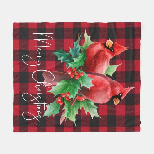 Rode Buffalo Waterverf kerst Fleece Deken (Voorkant (Horizontaal))