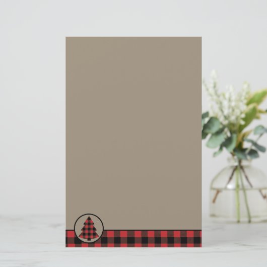 Rode Buffalo's kerstboomrand Briefpapier (Staand voorkant)