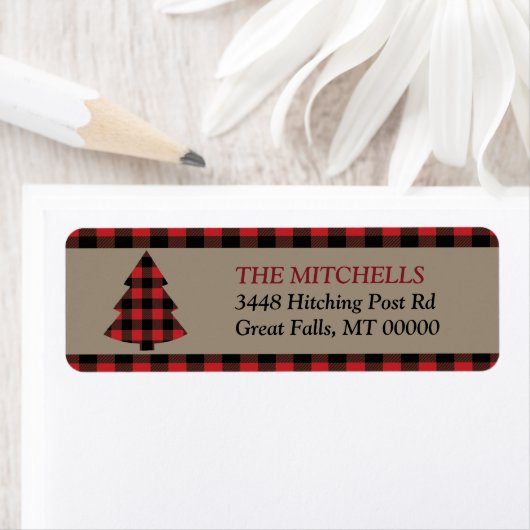 Rode Buffalo's kerstboomrand Etiket (Insitu)