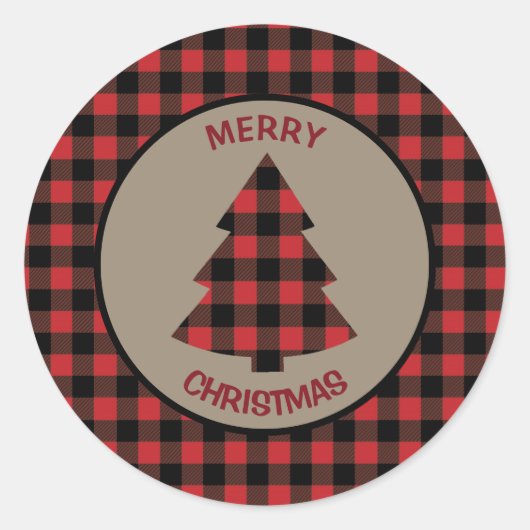 Rode Buffalo's kerstboomrand Ronde Sticker (Voorkant)