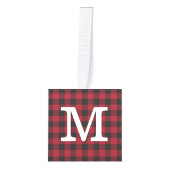 Rode Buffel Check geruite Familie Foto Kerstmis Decoratie (Voorkant)