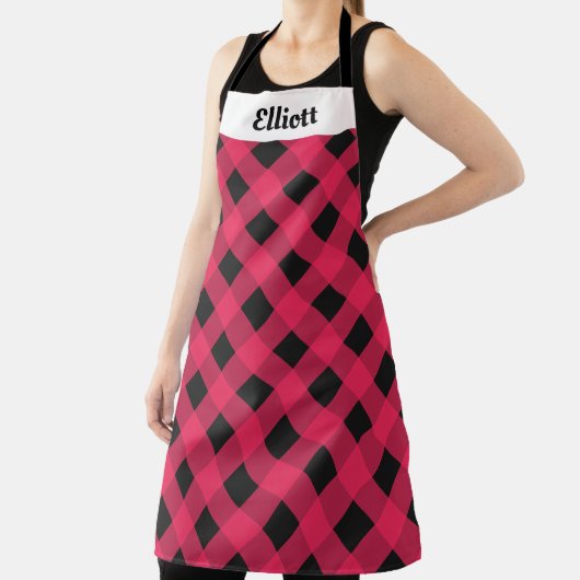 Rode Buffel Check Plaid Custom Moderne Keuken Schort (Insitu)