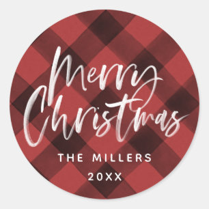 Rode Buffel Controleer patroon familienaam Ronde Sticker