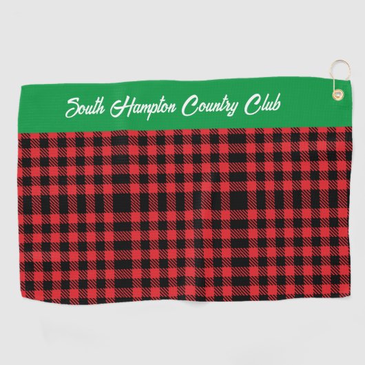 Rode Buffel geruite golfhanddoek / Aangepaste club (Horizontaal)