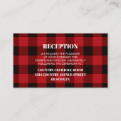 Rode buffel geruite rustieke winter bruiloft richt informatiekaartje (Voorkant)