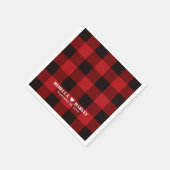 rode buffel geruite rustieke winter bruiloft servet (Hoek)