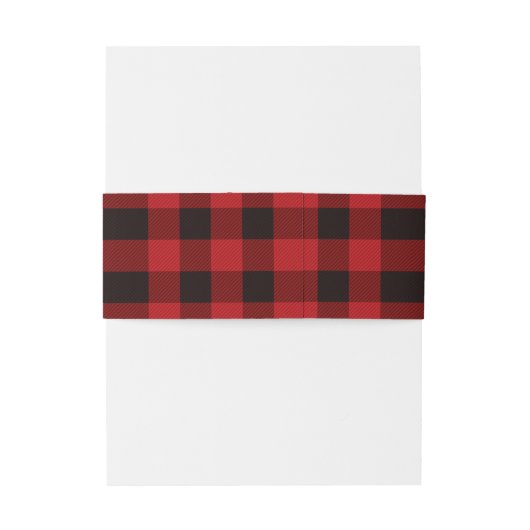 rode buffel geruite rustieke winter bruiloft uitnodigingen wikkel (Achterkant Voorbeeld)