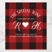 rode buffel geruite rustieke winter bruiloft wijn etiket (Enkel label)