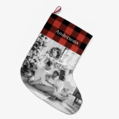 Rode buffel gespeeld met foto en naam | grote kerstsok (Voorkant (Hangend))