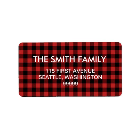 Rode Buffel Plaid Adresetiketten Etiket (Voorkant)
