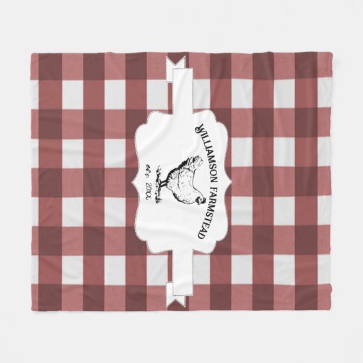 Rode Buffel Plaid Boerderij Kip Fleece Deken (Voorkant (Horizontaal))