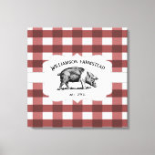 Rode Buffel Plaid Boerderij Varken Canvas Print (Voorkant)