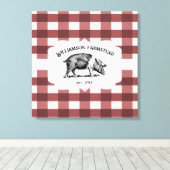 Rode Buffel Plaid Boerderij Varken Canvas Print (Insitu (Houten vloer))