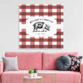 Rode Buffel Plaid Boerderij Varken Canvas Print (Insitu (Woonkamer))
