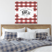 Rode Buffel Plaid Boerderij Varken Canvas Print (Insitu (Slaapkamer))