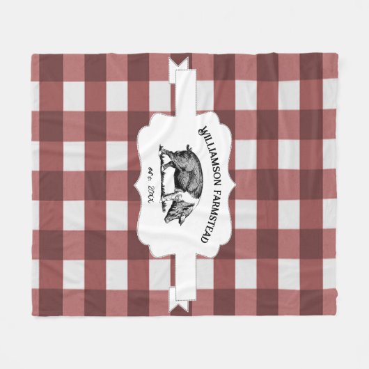 Rode Buffel Plaid Boerderij Varken Fleece Deken (Voorkant (Horizontaal))