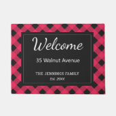 Rode Buffel Plaid Check Patroon Gepersonaliseerd Deurmat (Voorkant)