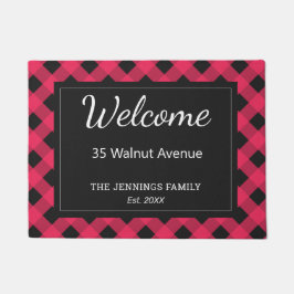 Rode Buffel Plaid Check Patroon Gepersonaliseerd Deurmat