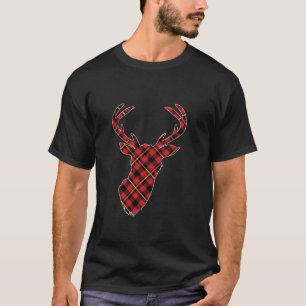 Rode Buffel Plaid Herten Rendier Hoofd Kerstmis Hu T-shirt