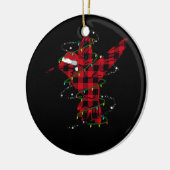 Rode Buffel Plaid Hummingbird Santa Hat Kerstmis Keramisch Ornament (Links)