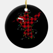 Rode Buffel Plaid Hummingbird Santa Hat Kerstmis Keramisch Ornament (Achterkant)
