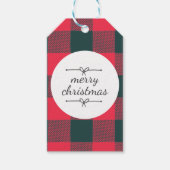 Rode Buffel Plaid Kerst Feestdagen Naam Sjabloon Cadeaulabel (Voorkant)