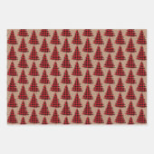 Rode buffel plaid + kraft bos kerstcadeau inpakpapier vel (Voorkant 2)