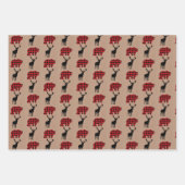 Rode buffel plaid + kraft bos kerstcadeau inpakpapier vel (Voorkant)