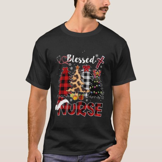 Rode Buffel Plaid Leopard Verpleegster Kerstmis Ge T-shirt (Voorkant)