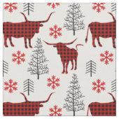 Rode Buffel Plaid Longhorn Patroon Stof (Close Up)