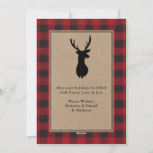 Rode Buffel Plaid Merry Christmas Deer Kraft Feestdagenkaart (Achterkant)