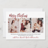 Rode Buffel Plaid Modern 3 Multi Photo Christmas Feestdagenkaart (Voorkant)