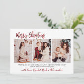 Rode Buffel Plaid Modern 3 Multi Photo Christmas Feestdagenkaart (Staand voorkant)