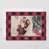 Rode Buffel Plaid Modern 3 Multi Photo Christmas Feestdagenkaart (Achterkant)